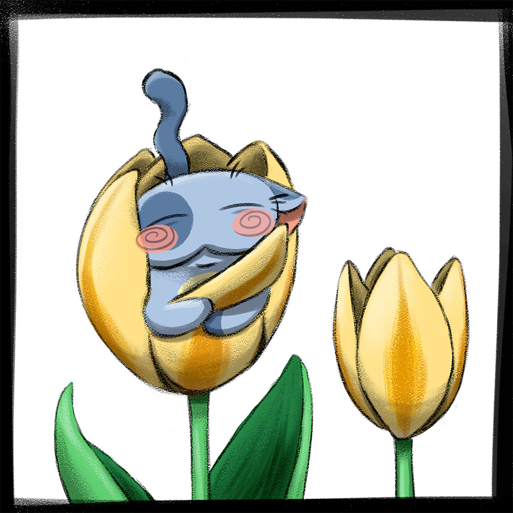 Illustration - Katze in einer Tulpe
